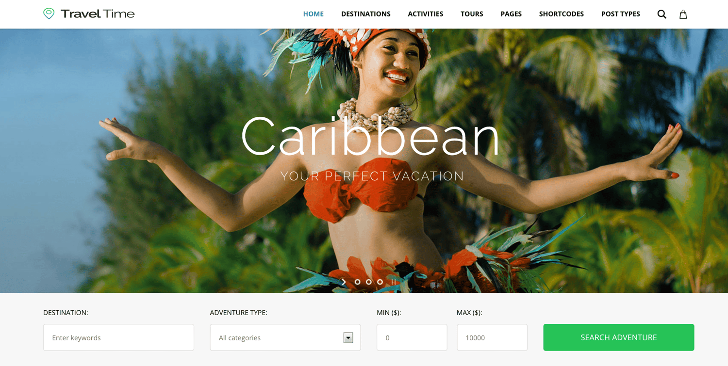 Travel Time theme to create travel business site using WordPress