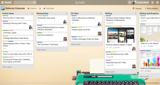 content marketing tools: Trello