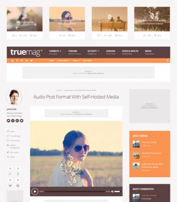 Truemag wordpress theme demo with advertising space