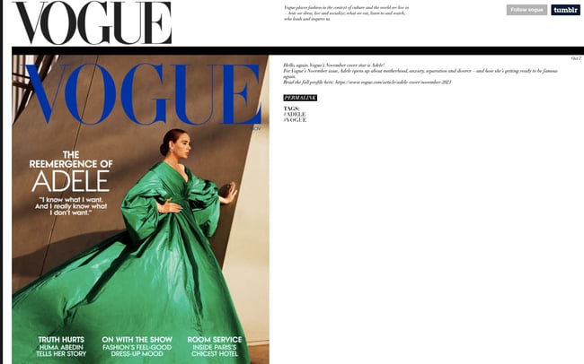 Tumblr blog example: Vogue
