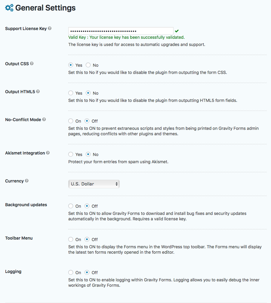 Background update for Gravity Forms WordPress plugin.