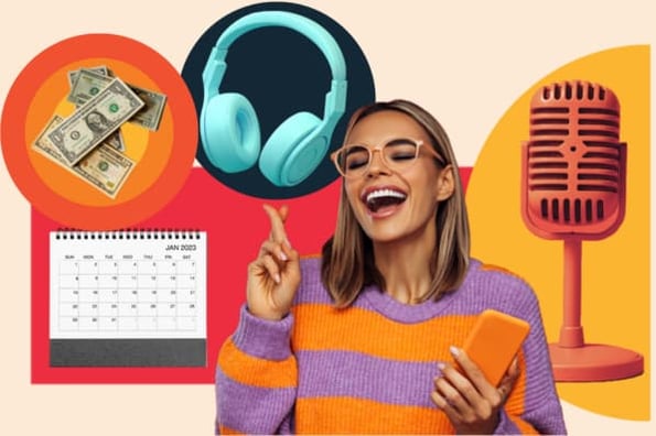 A content creator things about the many gifts on her wish list, such as headphones, a calendar, and a microphone. 