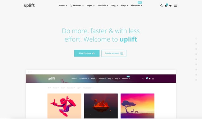 best wordpress theme for IT services: Uplift demo for startups