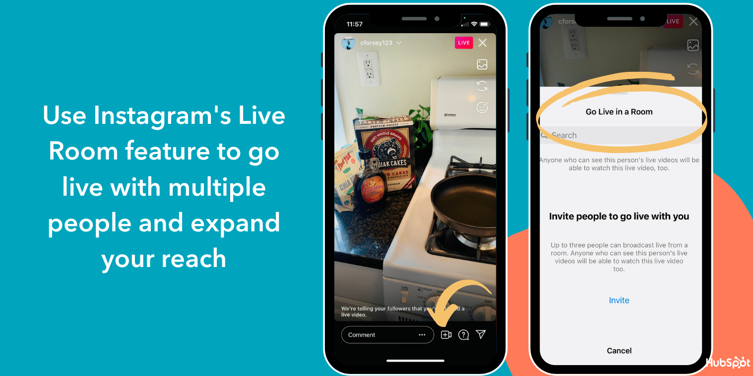 Use Instagrams Live Room featuer to expand your reach with your Live videos