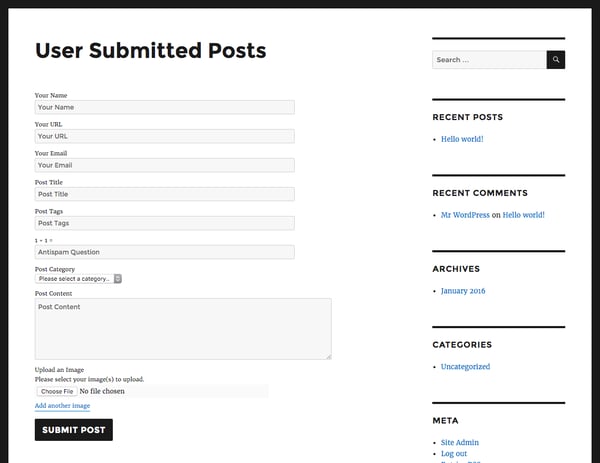 User Submitted Posts plugin to create social community site using WordPress