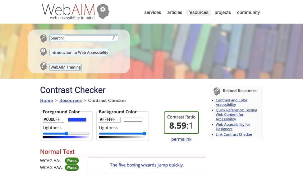 Color contrast checker