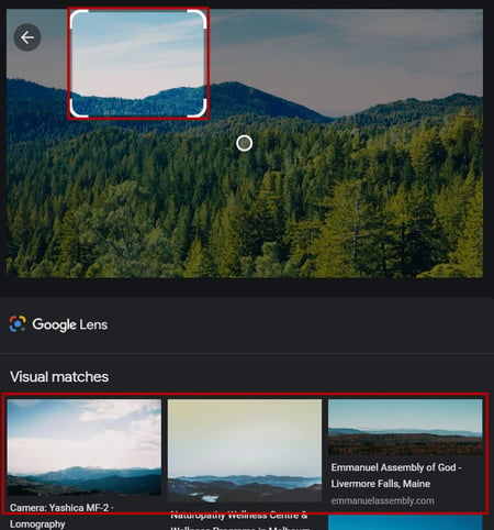 Using Google Lens to source similar images to skyline of an image