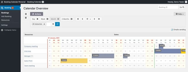 wordpress booking plugin: Viewing appointments in WordPress dashboard via Booking Calendar plugin