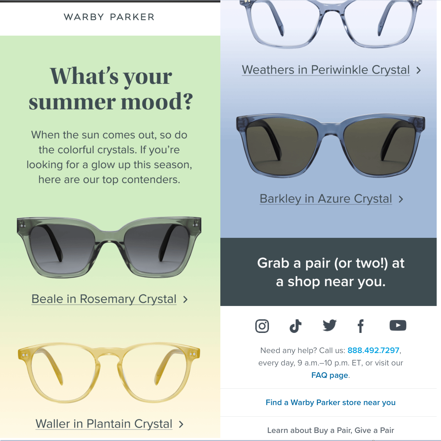 Warby Parker's email marketing is a content marketing example