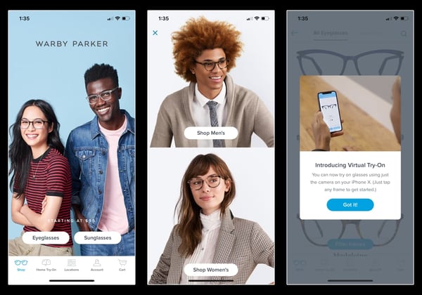 digital customer experience, warby parker augmented reality service improves customer experience and access