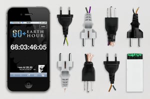 WWF Earth Hour-campagne banner met stekkerblokken