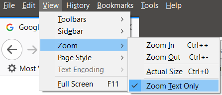 Firefox Zoom Text Only setting.