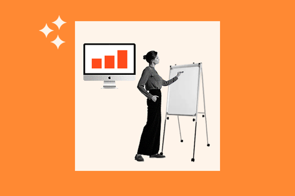 web traffic analytics: image shows a person with a stand up easel jotting down web traffic notes 