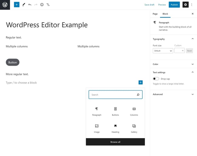wordpress editor example