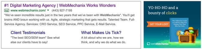 Webmechanix display ad example