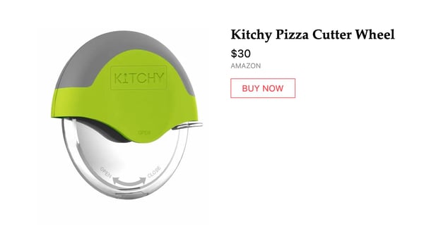 Pizza cutter wheel contextual targeting ad.
