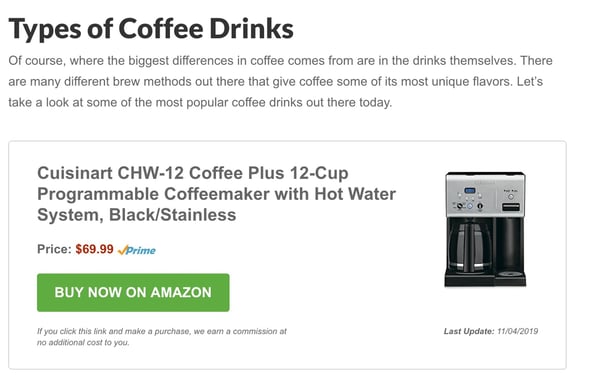 Cuisinart Coffeemaker contextual targeting ad.