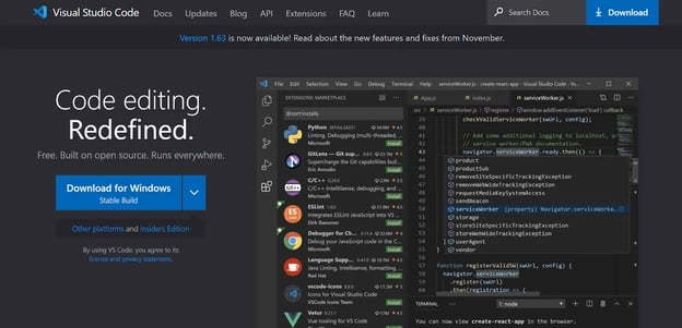 Screenshot of Visual Studio Code download page