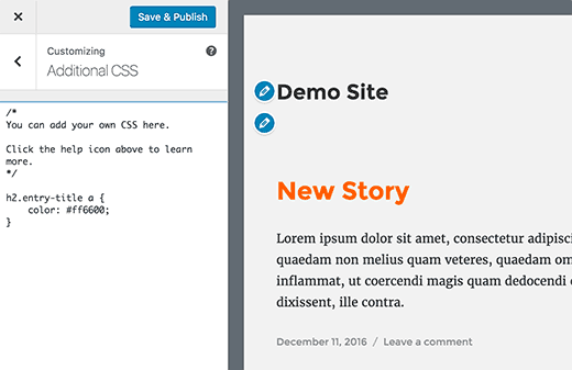 Test CSS code before publishing to your site.
