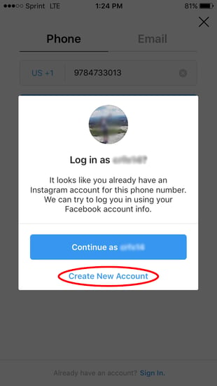 Click Create new account