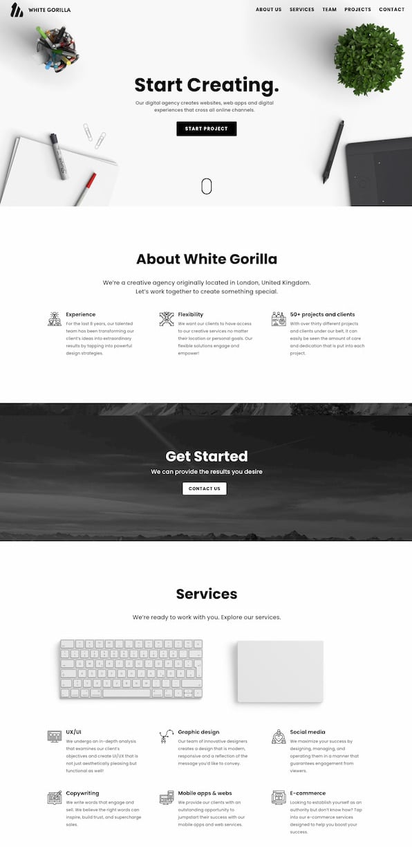 White Gorilla website built with Divi themes