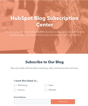 HubSpot subscribe to email CTA