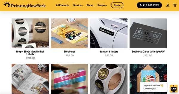 printing new york woocommerce store homepage