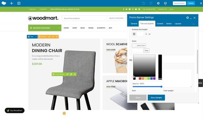 demo page for the wordpress marketplace theme woodmart