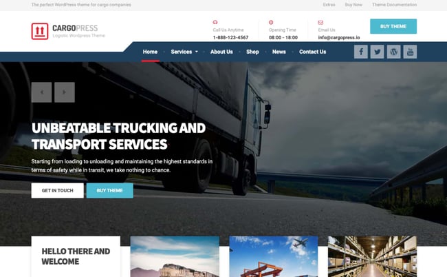 WordPress logistics and transportation themes CargoPress