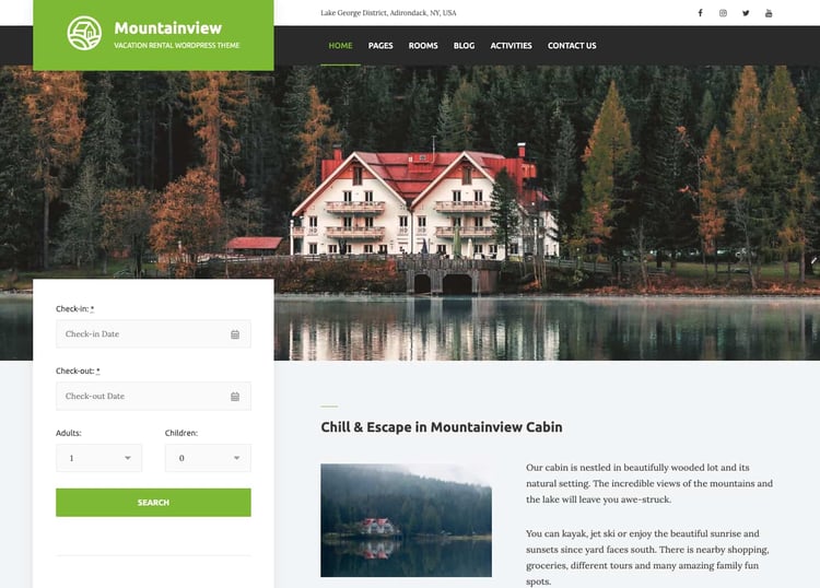 WordPress-site met aangepast boekingsformulier gemaakt via Hotel Booking Lite plugin