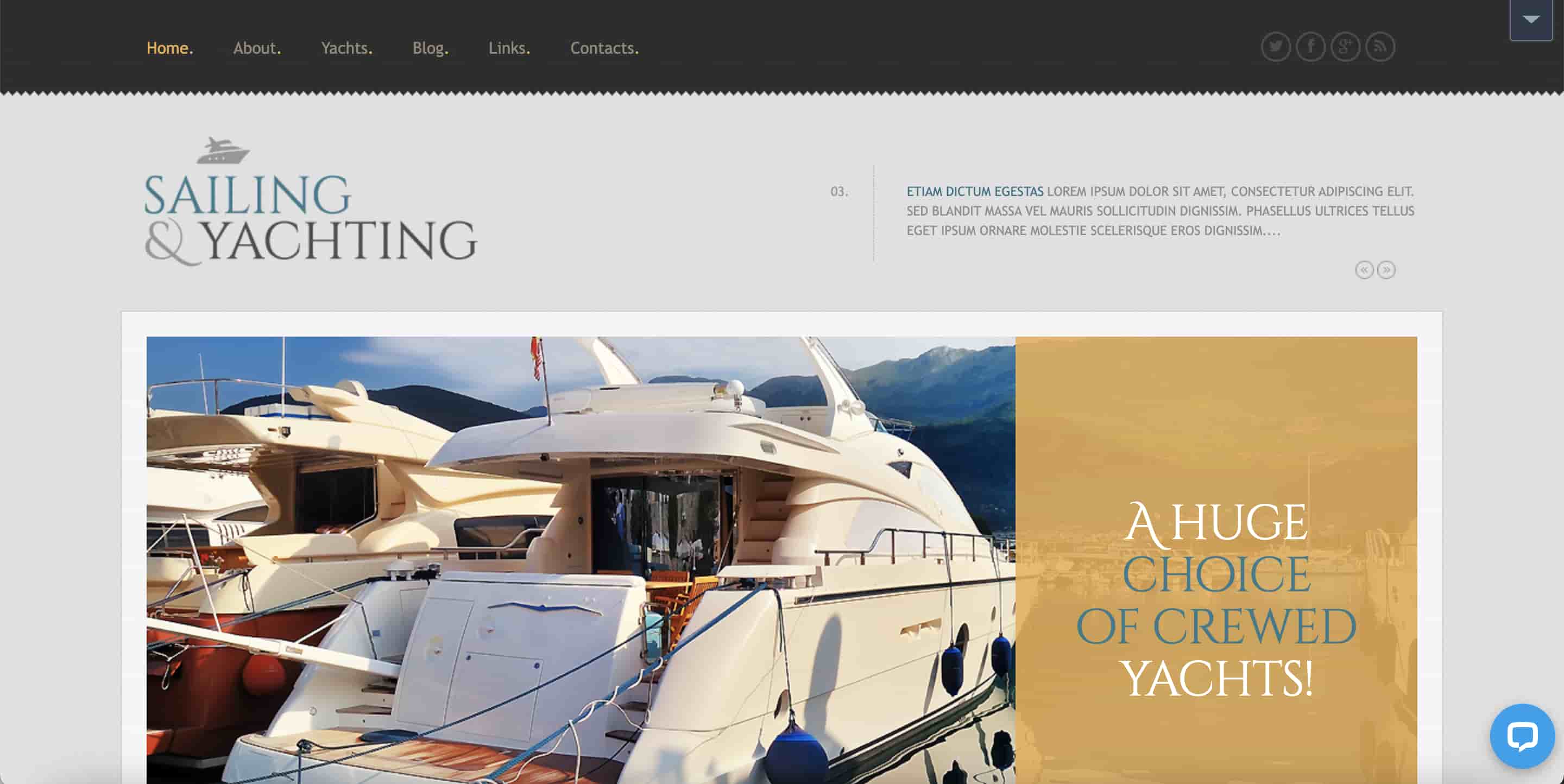 WordPress sports theme Yachting demo 