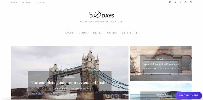 WordPress theme travel: 80Days 