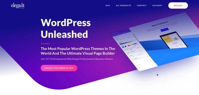 product page for the wordpress theme framework divi
