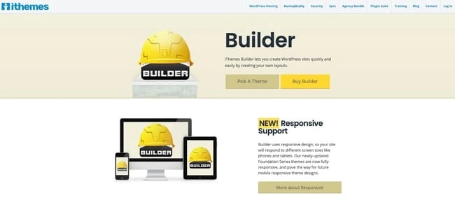 product page for the wordpress theme framework ithemes builder