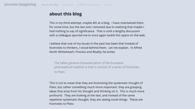 Write.as blog example: Process Imagining