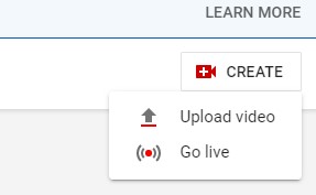 Screenshot of YouTube's Go Live Button