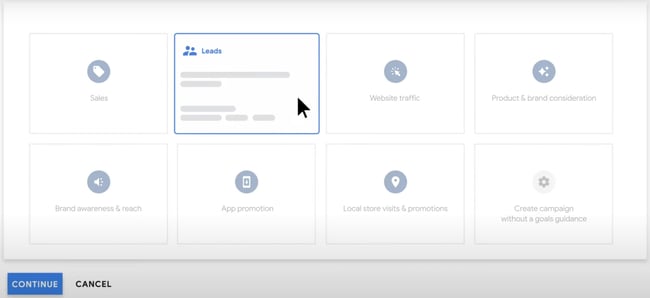 Youtube PPC campaign creation dashboard