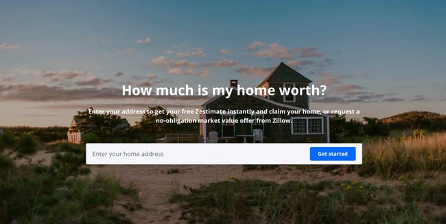 Zillow Landing Page Example