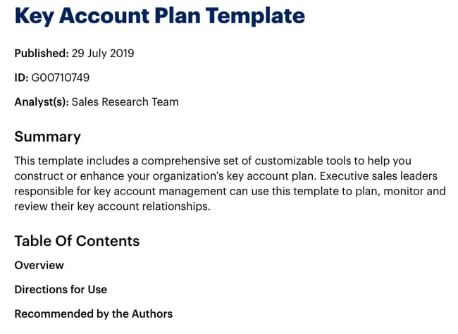 account planning template: gartner