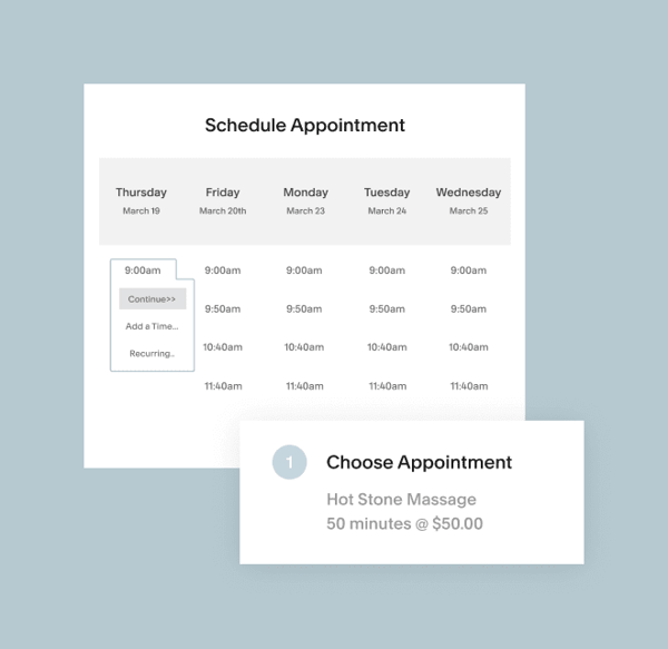 Acuity scheduler - meeting calendar view from an potential invitee's perspective