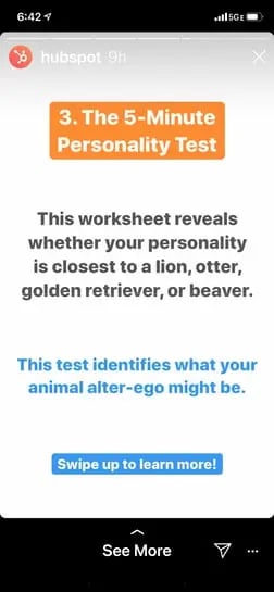 Example of reforming content into an Instagram story.