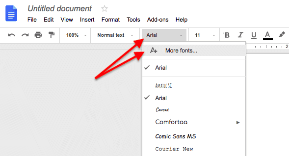 Add fonts option in a Google Doc