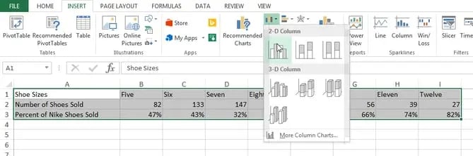 add secondary axis to excel chart: pc step 2