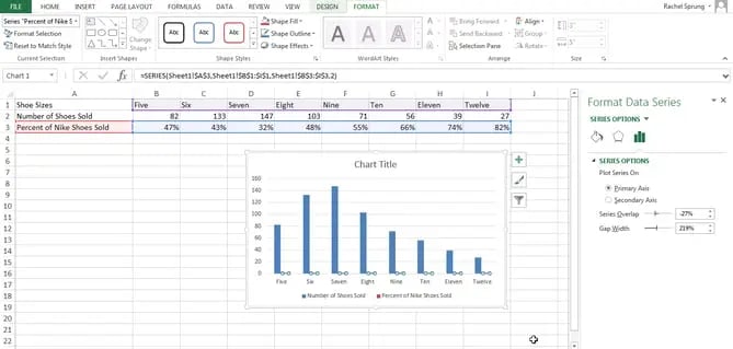 add secondary axis to excel chart: pc step 5
