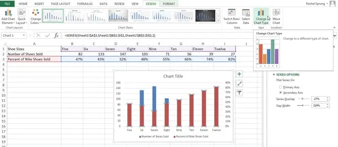 add secondary axis to excel chart: pc step 7