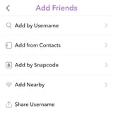 "Add Friends" screen shows you who to follow on Snapchat