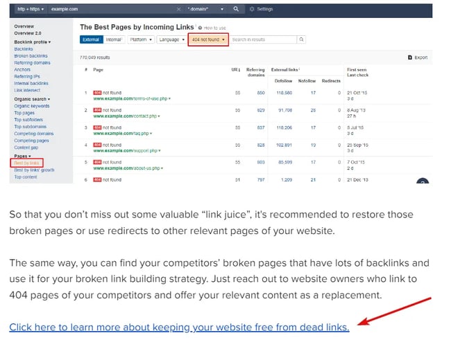 Ahrefs’ knowledge base.