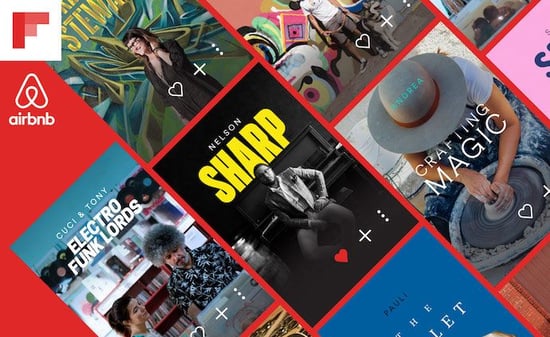 Co-branding partnership between Airbnb and Flipboard on Experiences