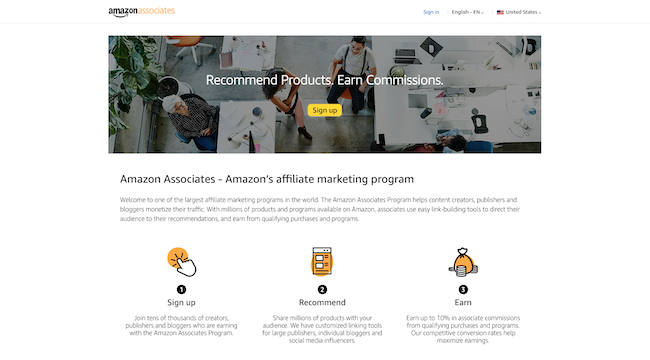 affiliate network example: amazon associates