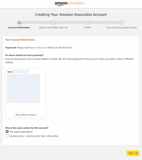 providing your amazon associates account information